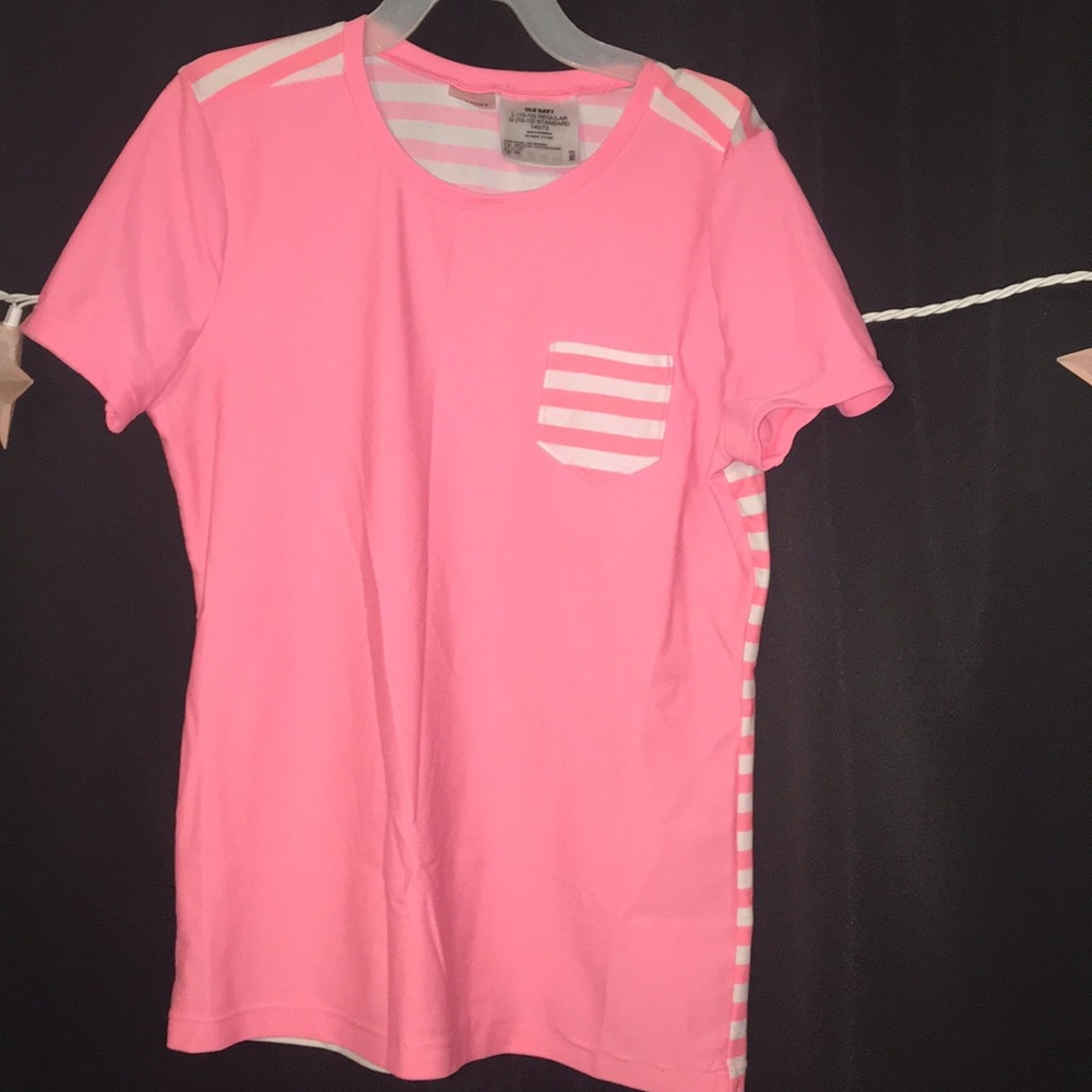Pink striped old navy shirt w/ pocket